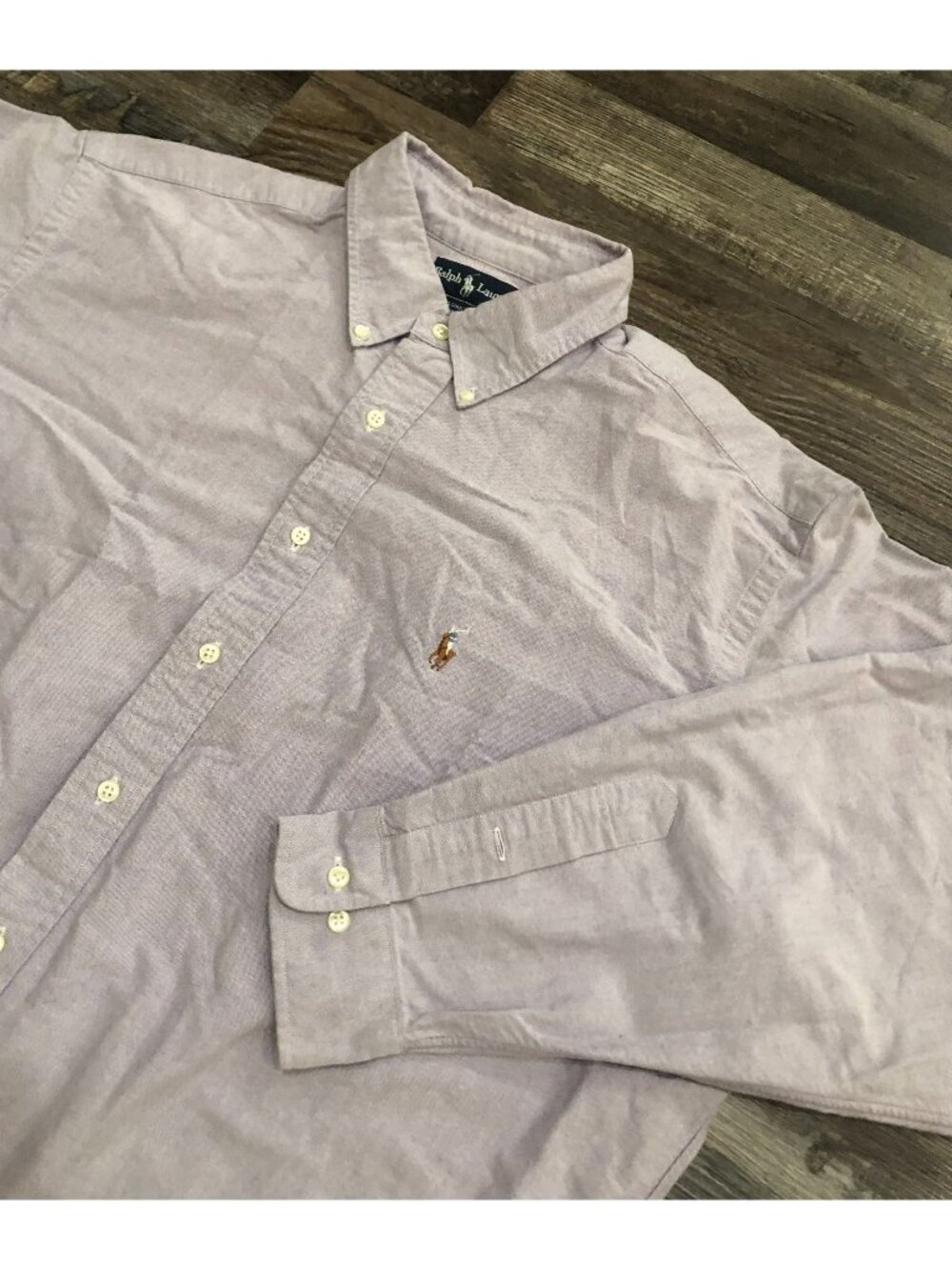 Polo Ralph Lauren Yarmouth Oxford Mens Size 17.5 Purple Button Down Shirt 34/35